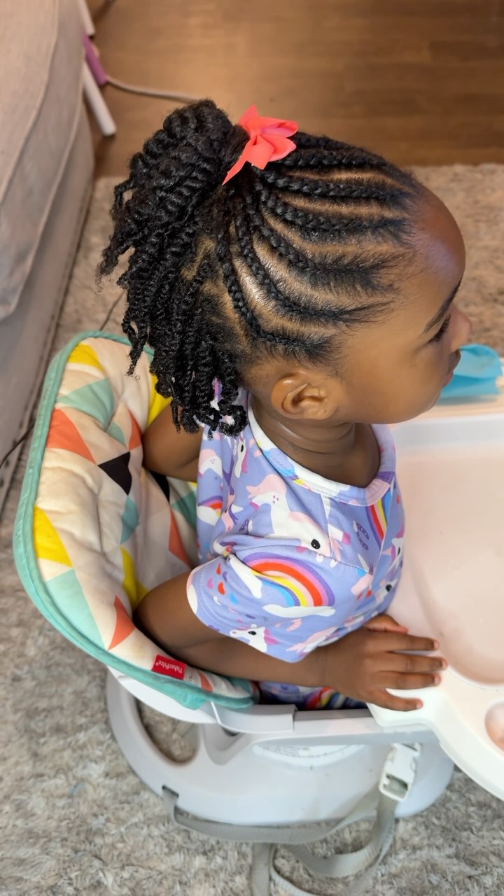 Cornrows x mini twists💌 Cornrows keep her hair neat and low-maintenance ...