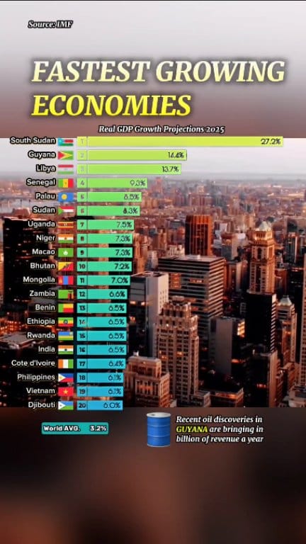 The World's Fastest Growing Economies in 2025 #SouthSudan #Guyana # ...
