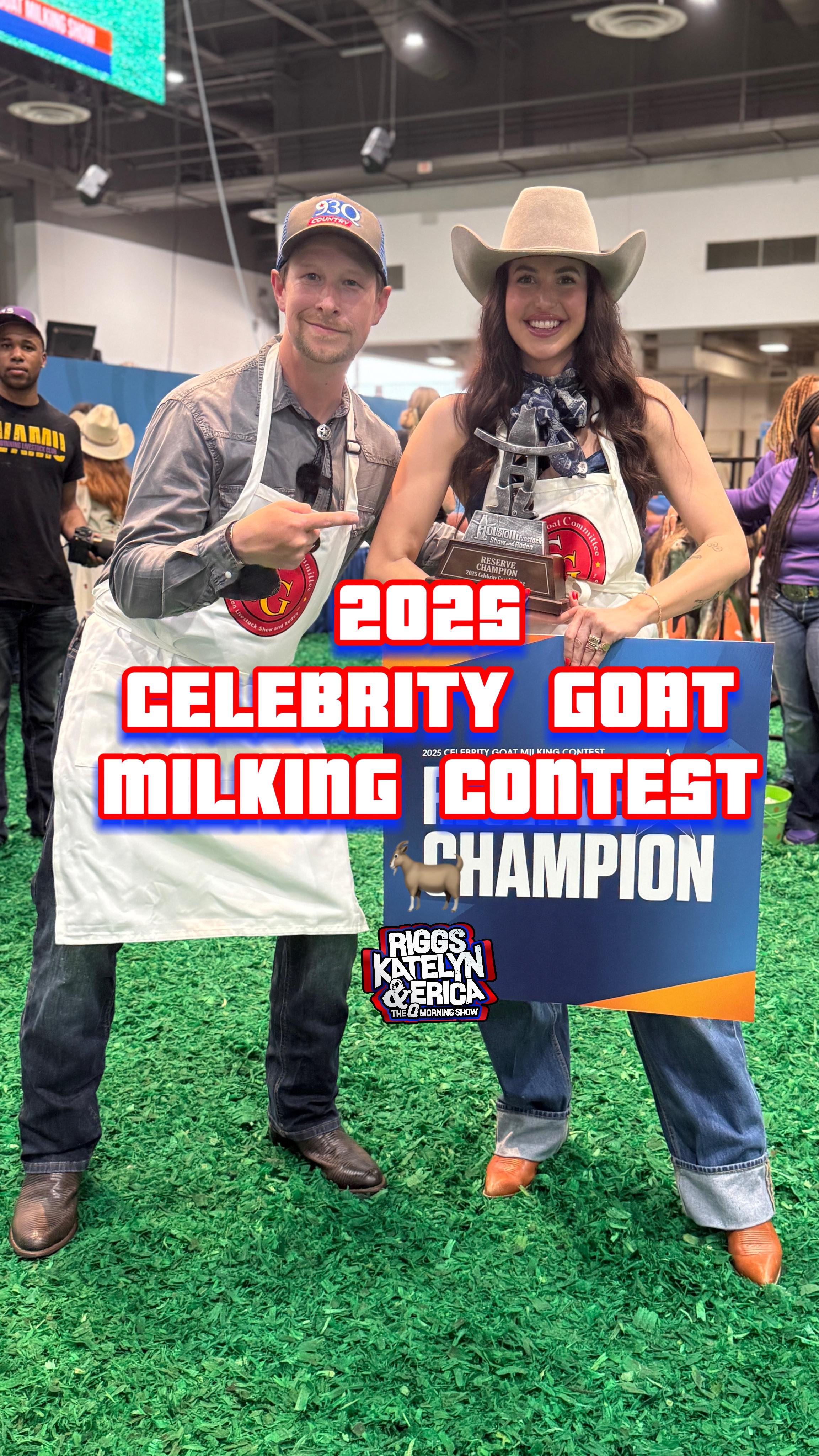 The @rodeohouston 2025 Celebrity GOAT Milking Contest saw @radiokatelyn ...