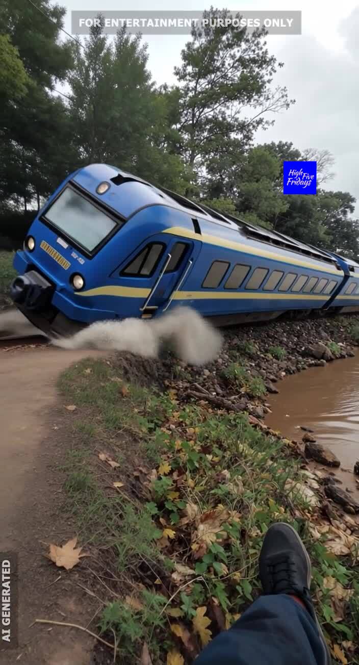 Train Flies Off the Rails! #ai | High Five Fridays | Facebook