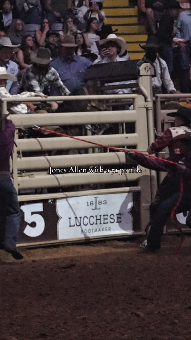 Jones Allen with a 71 point ride at the Stockyards Rodeo 2/13 🎥 @meg ...