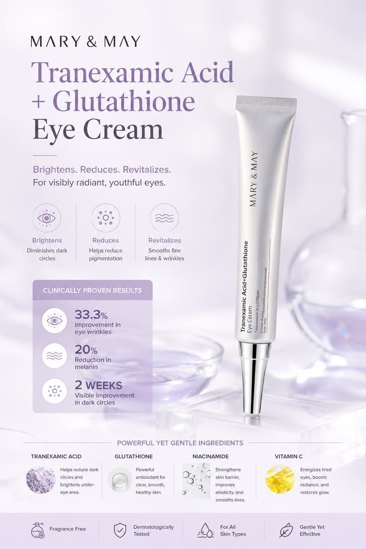 glutathione melanin eye ✨ Your eyes deserve a little extra love! 👀🤍 Mary & May Tranexamic Acid + Cream ✨ For a brighter, fresher & more awake-looking eye area. 🌿 Skincare routine-এ ছোট্ট Alpha Flow Liposomal Glutathione SIZE:1 GALLON Freshies