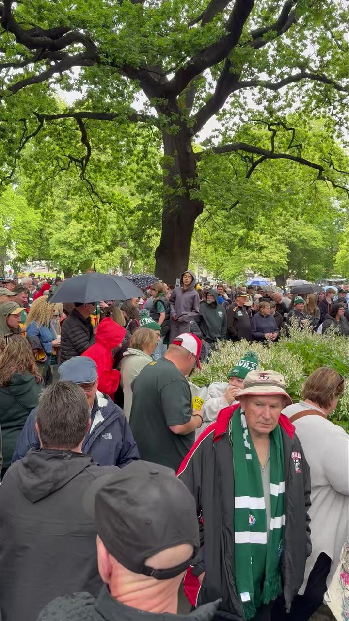 It might be raining but the huge crowd is building for the Yes Stadium ...