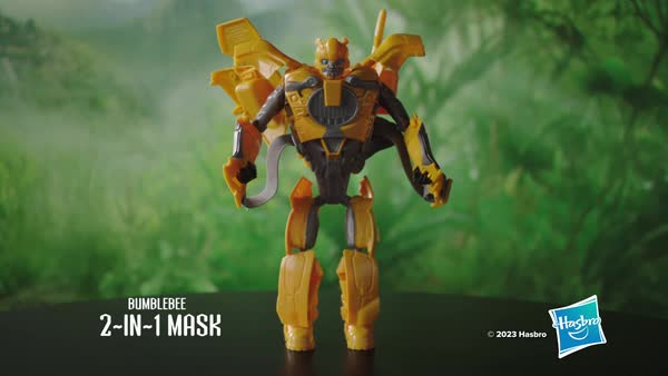 Transformers Rise Of The Beasts - Masque Convertible Bumblebee 2-en-1 Optimus Primal 22,5 Cm, Figurine + Masque Déguisement Enfant 6+ Ans