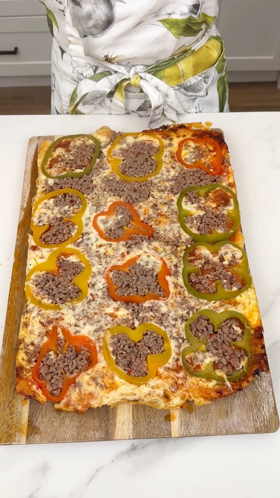 Never making Pizza another way! I make a upside down sheet pan pizza ...