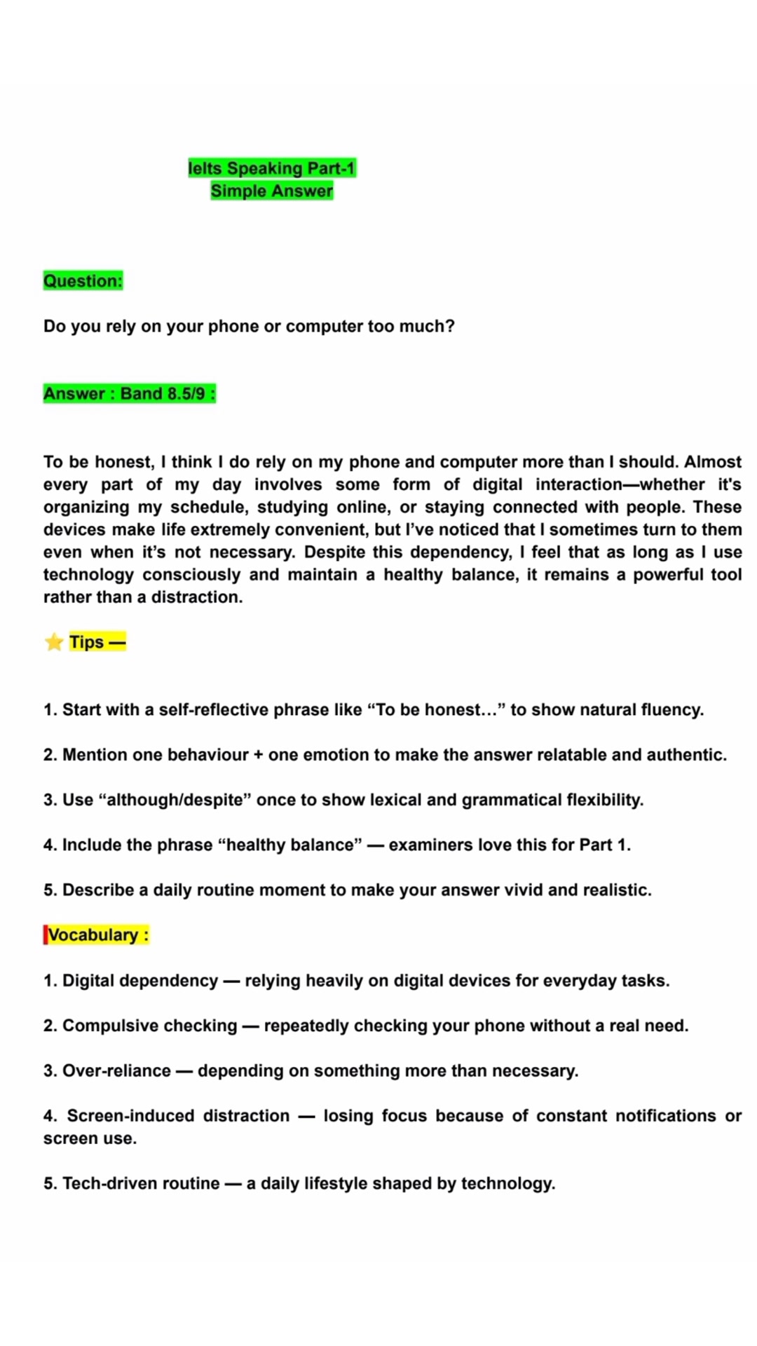 Smart answers for smarter scores — IELTS Speaking Part 1: Technology ...