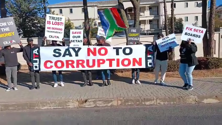 This morning Organisation Undoing Tax Abuse (OUTA) stood outside the ...