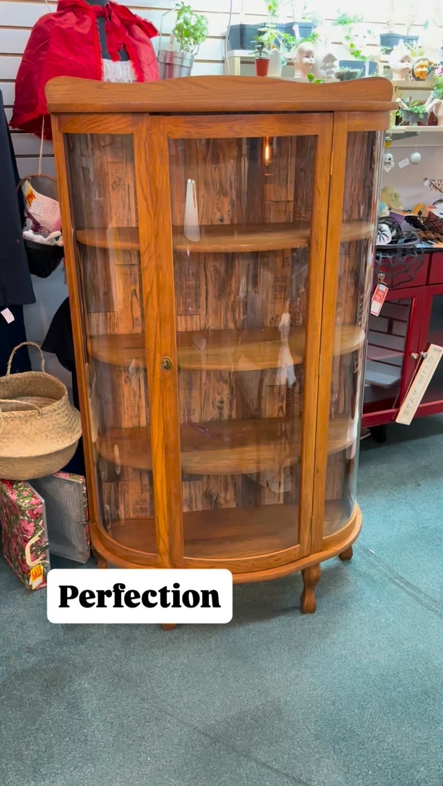 Vintage wooden glass shelf's with drawers still in good condition
