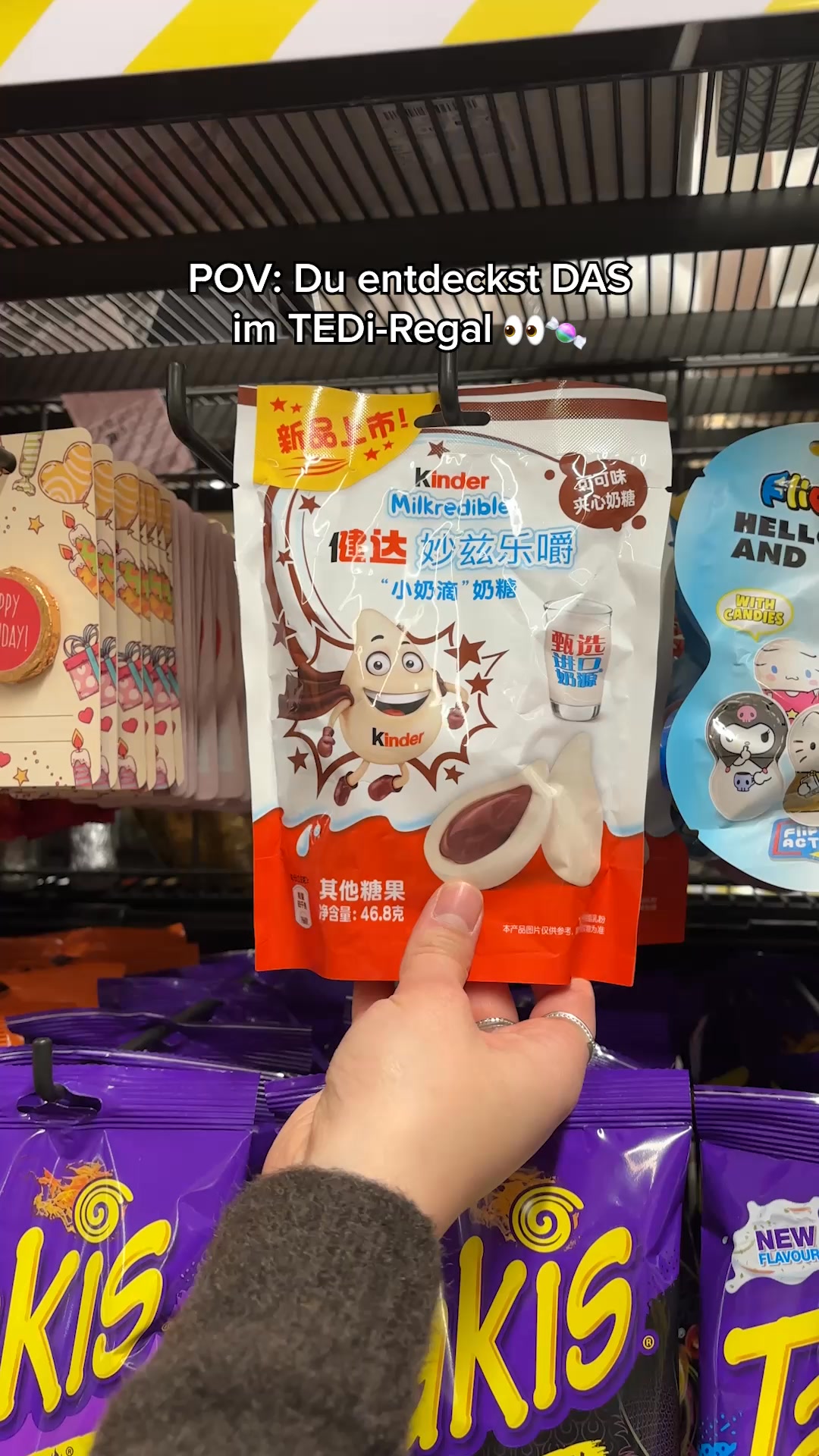 NEU bei TEDi 🍬, Kinder Milkredible – ein Kaubonbon und nicht der klassische Schokobon 👀, Import-Fund, den man nicht überall findet. | TEDi Deutschland