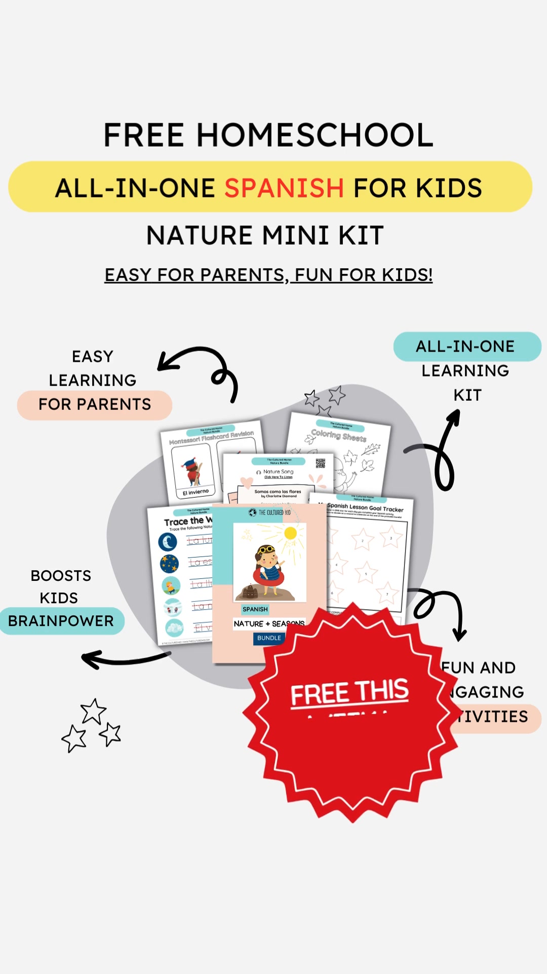 🌿 FREE Kids Spanish Nature Mini Activity Kit! Hey homeschool mama, you ...