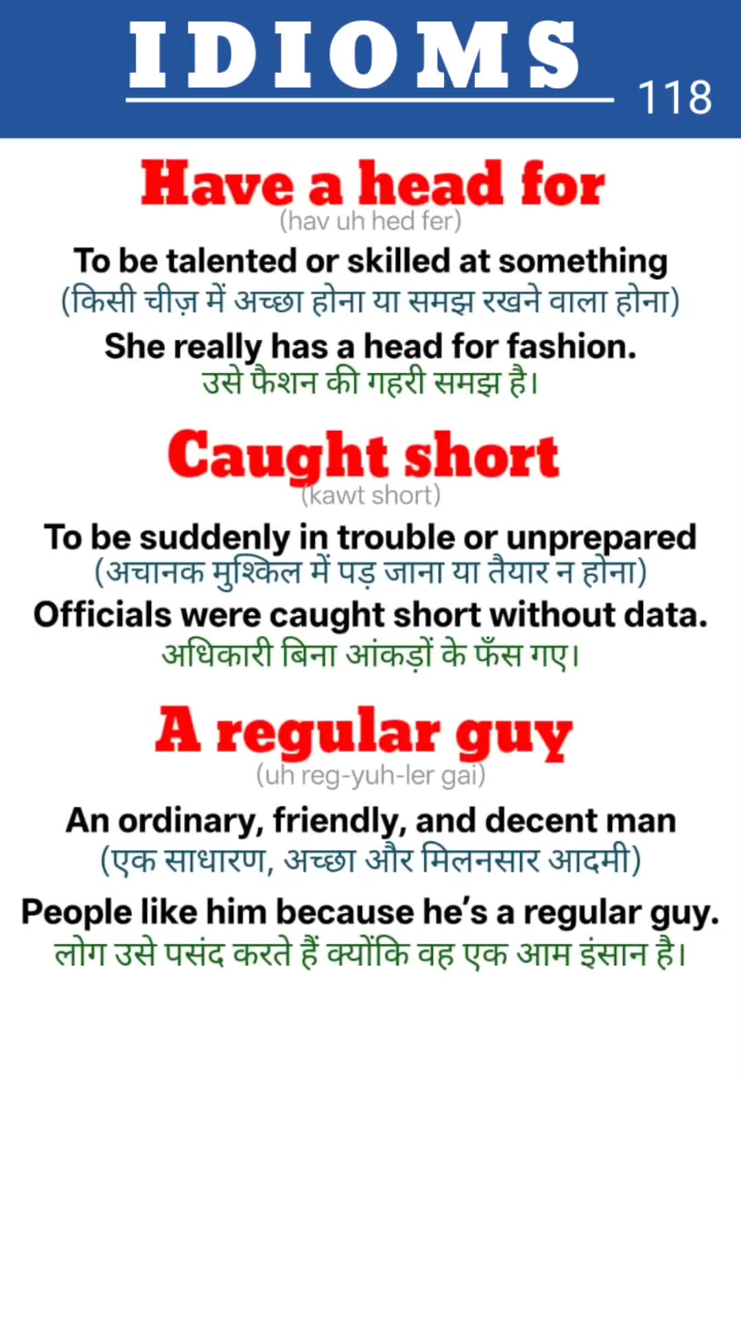English IDIOMS with meaning and pronunciation and examples in English ...