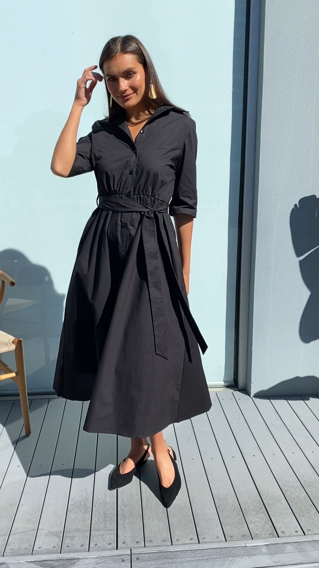 Grace Cotton Poplin Dress: 100% Cotton Midi Shirt Dress for Styling