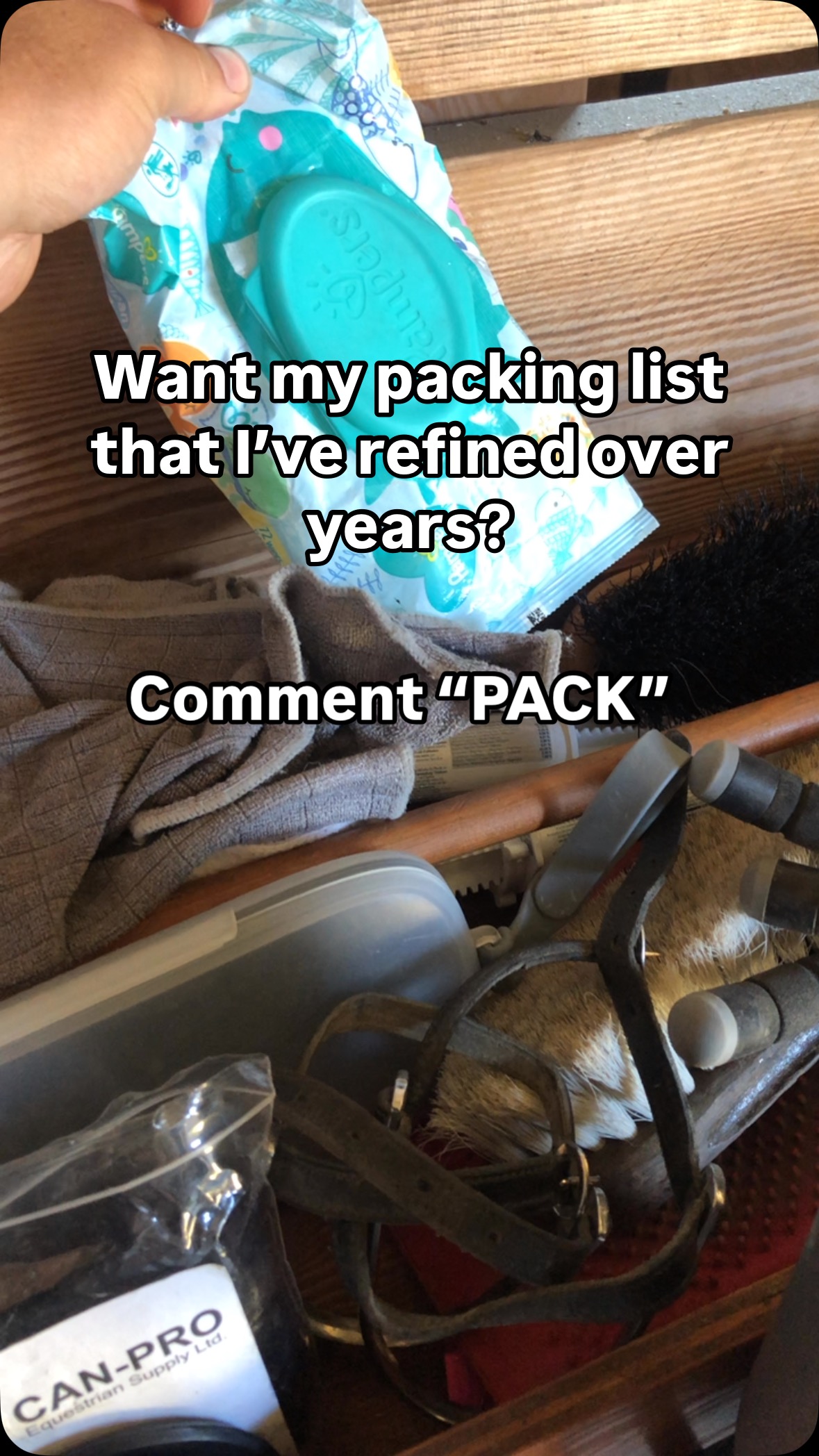 Comment PACK and I’ll send you my complete horse show packing list ...