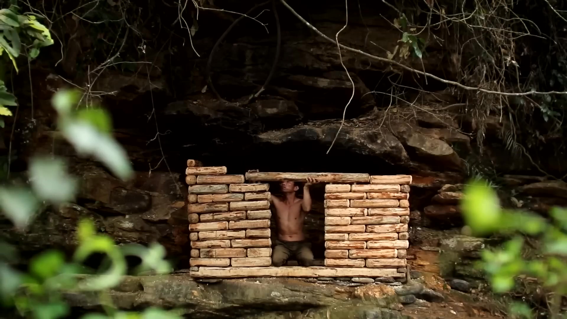 Building a secret cliff house the hard way — hand-carved survival ...