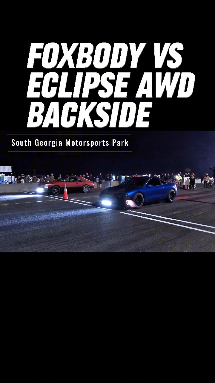 Foxbody Mustang vs AWD Eclipse on the backside at South Georgia ...