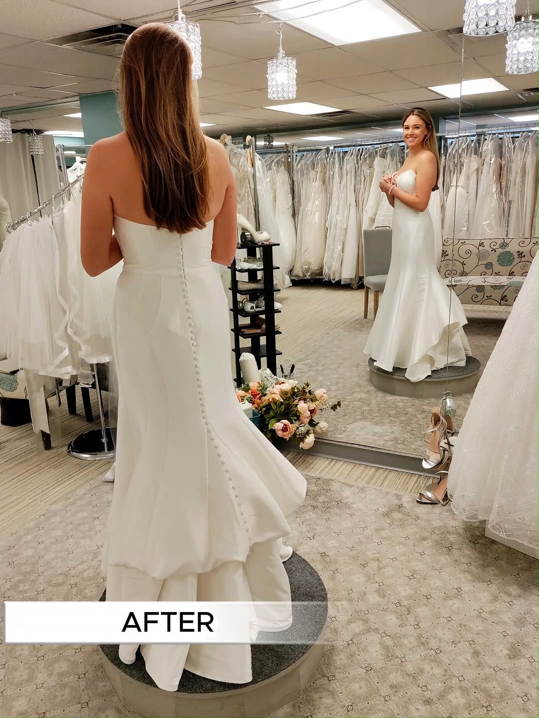 chinese dress ladies Collins Mermaid Wedding Dress with Long Sleeve V-Neck & Open Back