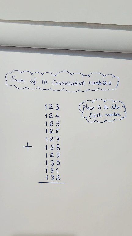Sum of 10 consecutive numbers #mathstrick #maths #viralreels # ...