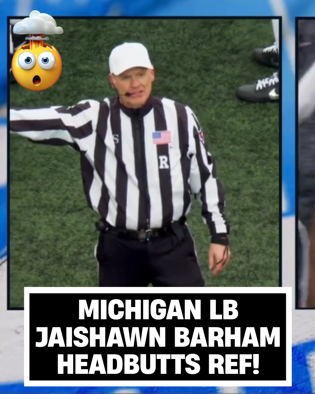 MICHIGAN PLAYER HEADBUTTS REFEREE #Michigan LB Jaishawn Barham ...
