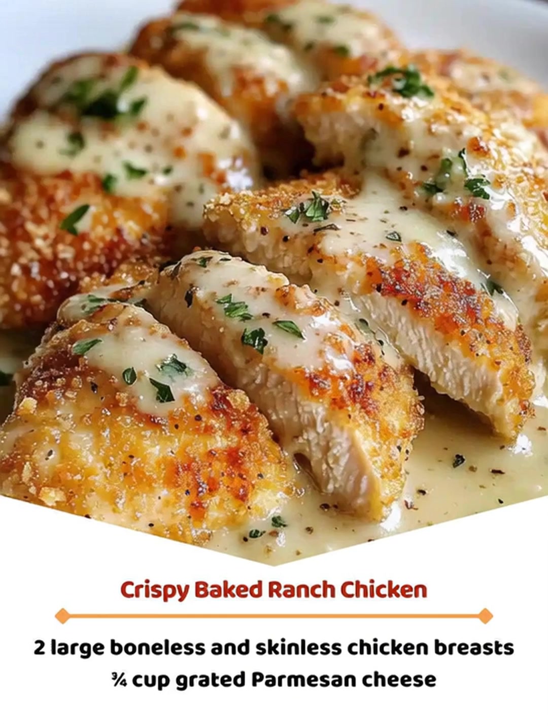 Crispy Baked Ranch Chicken ingredients : 2 large boneless and skinless ...