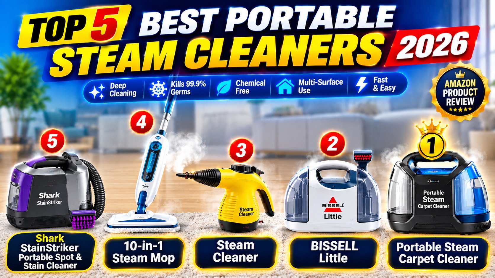 Handheld Steam Cleaner with Double Safety Lock is equipped with