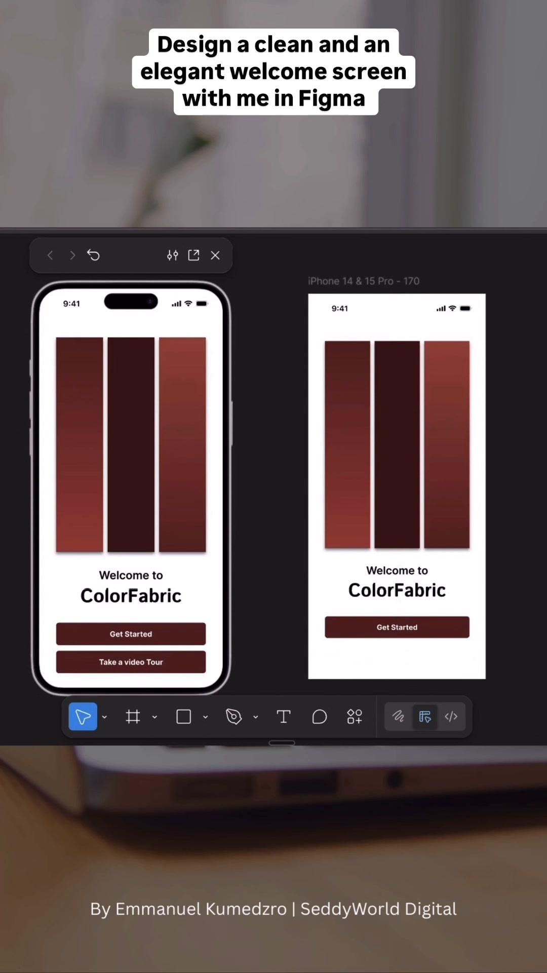 Designed an elegant onboarding / welcome screen for a color-focused ...