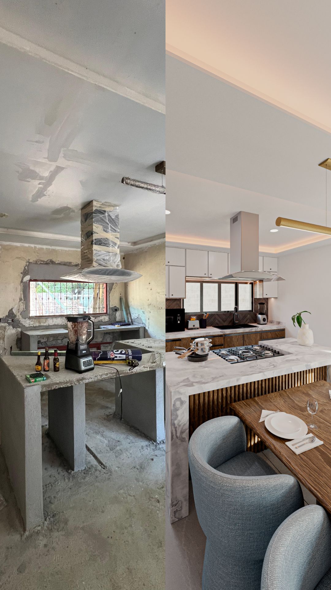 #elarquim El antes y después de un diseño de cocina 🔥 - renderista ...