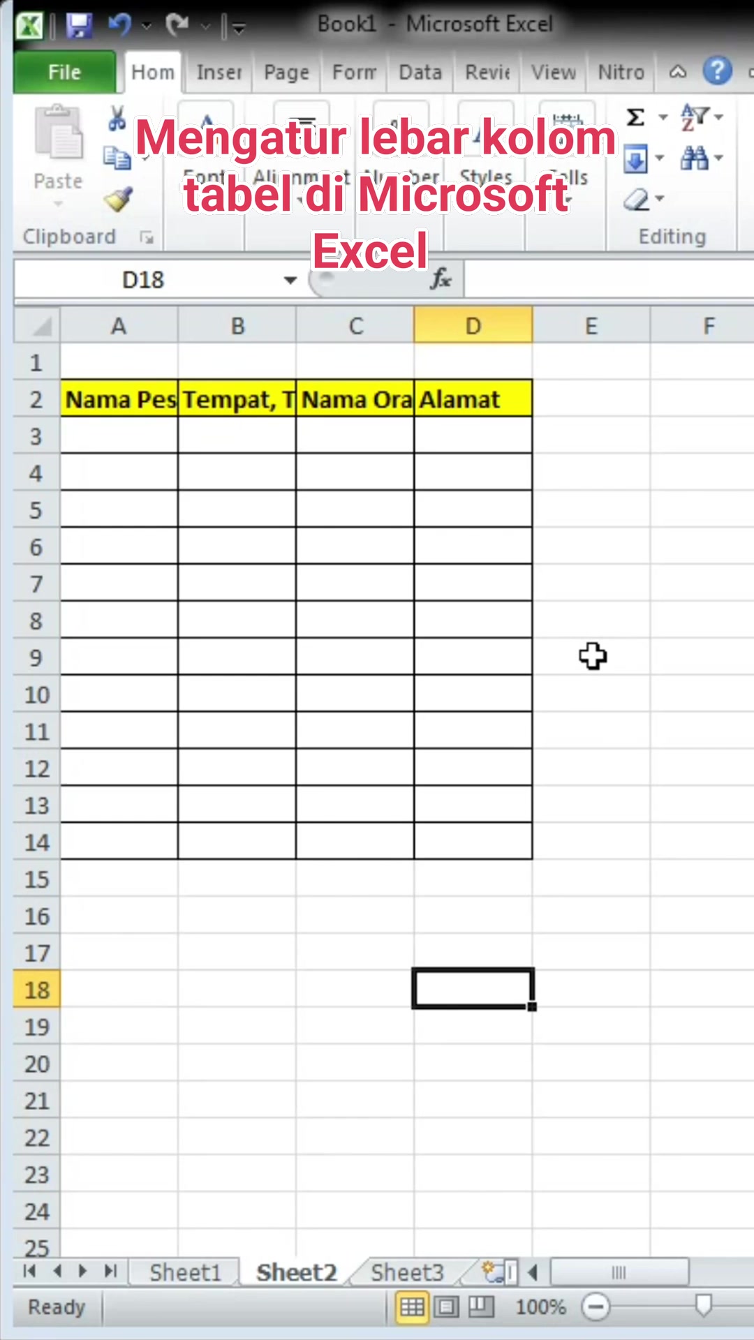 Mengatur lebar kolom tabel di Microsoft Excel #tutorial #microsoft # ...