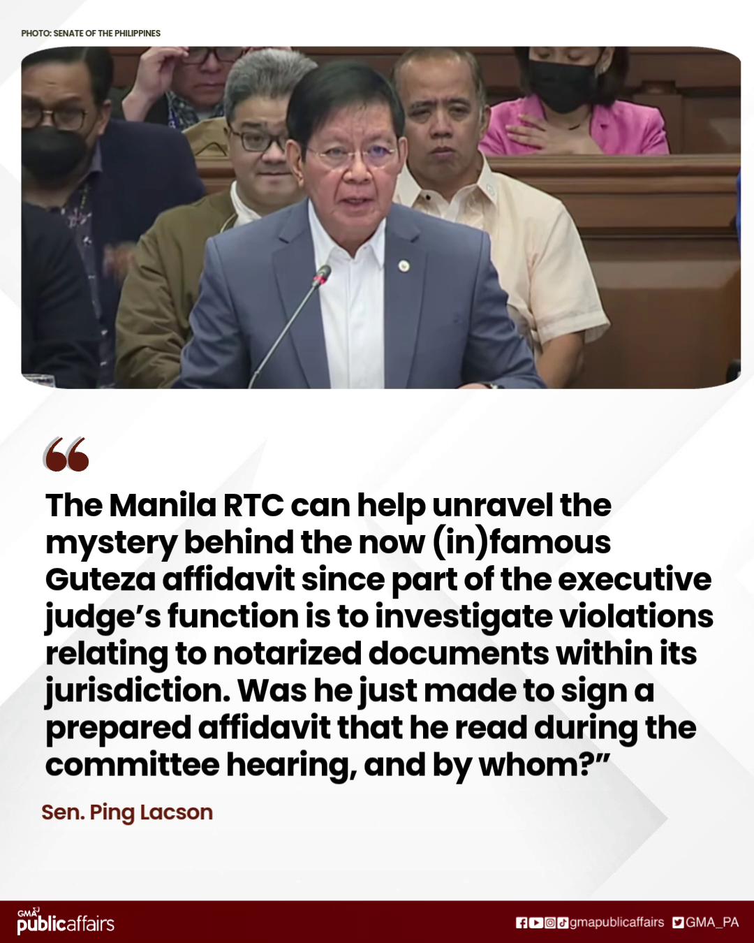 SEN. PING LACSON: MAKAKATULONG ANG MANILA RTC NA LUTASIN ANG MISTERYO ...