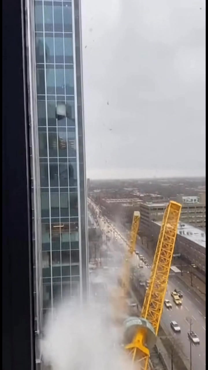 Tower Crane Slams Into High-Rise, Top Section Collapses to Street Below ...
