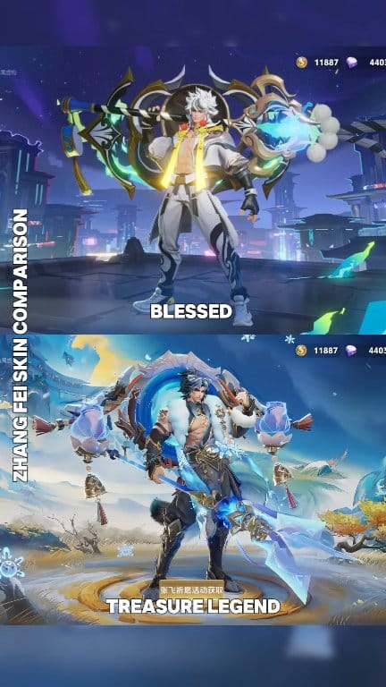 Zhang Fei's Skin Comparison Blessed vs Treasure Legend