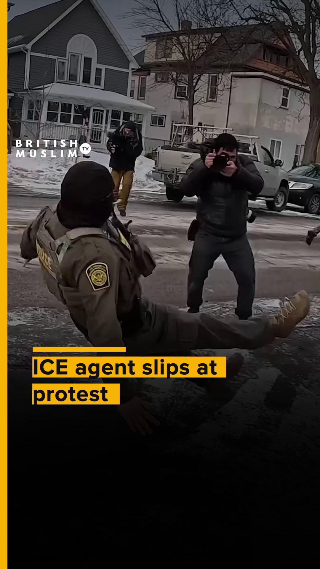 On January 11 in Minnesota, an ICE agent lost his balance and slipped ...