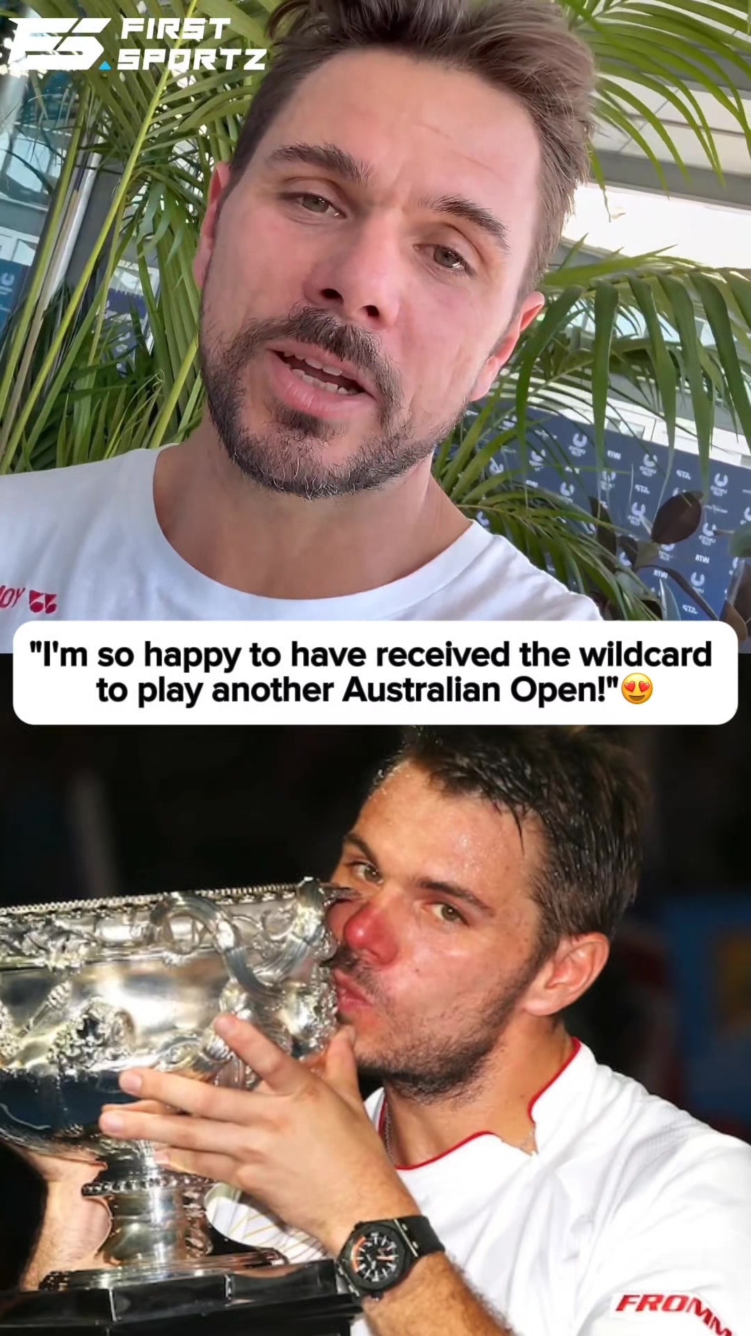 Stan Wawrinka expresses his happiness upon finally receiving the ...