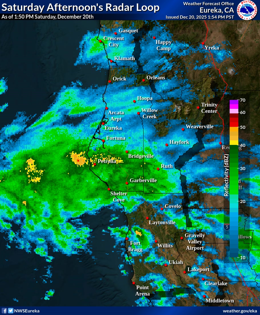 Light to locally moderate rainfall is pushing inland across NW ...