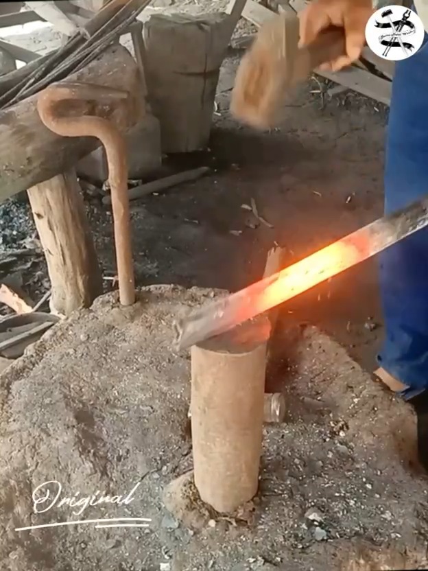 Forging a Digger Hoe from Rusty Tube Steel In Rural Village | Secret ...