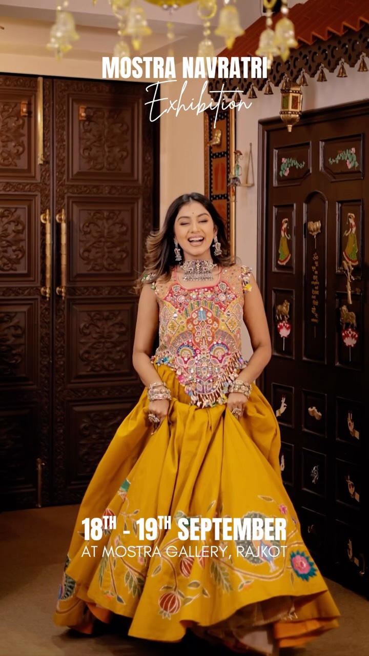 garba ladies dress girls, get ready! Mostra Navratri is bringing stunning chaniya cholis again—packed with vibrant colours, gorgeous details, and festive glamour made to steal every spotlight. , MOSTRA NAVRATRI robe fleurie
