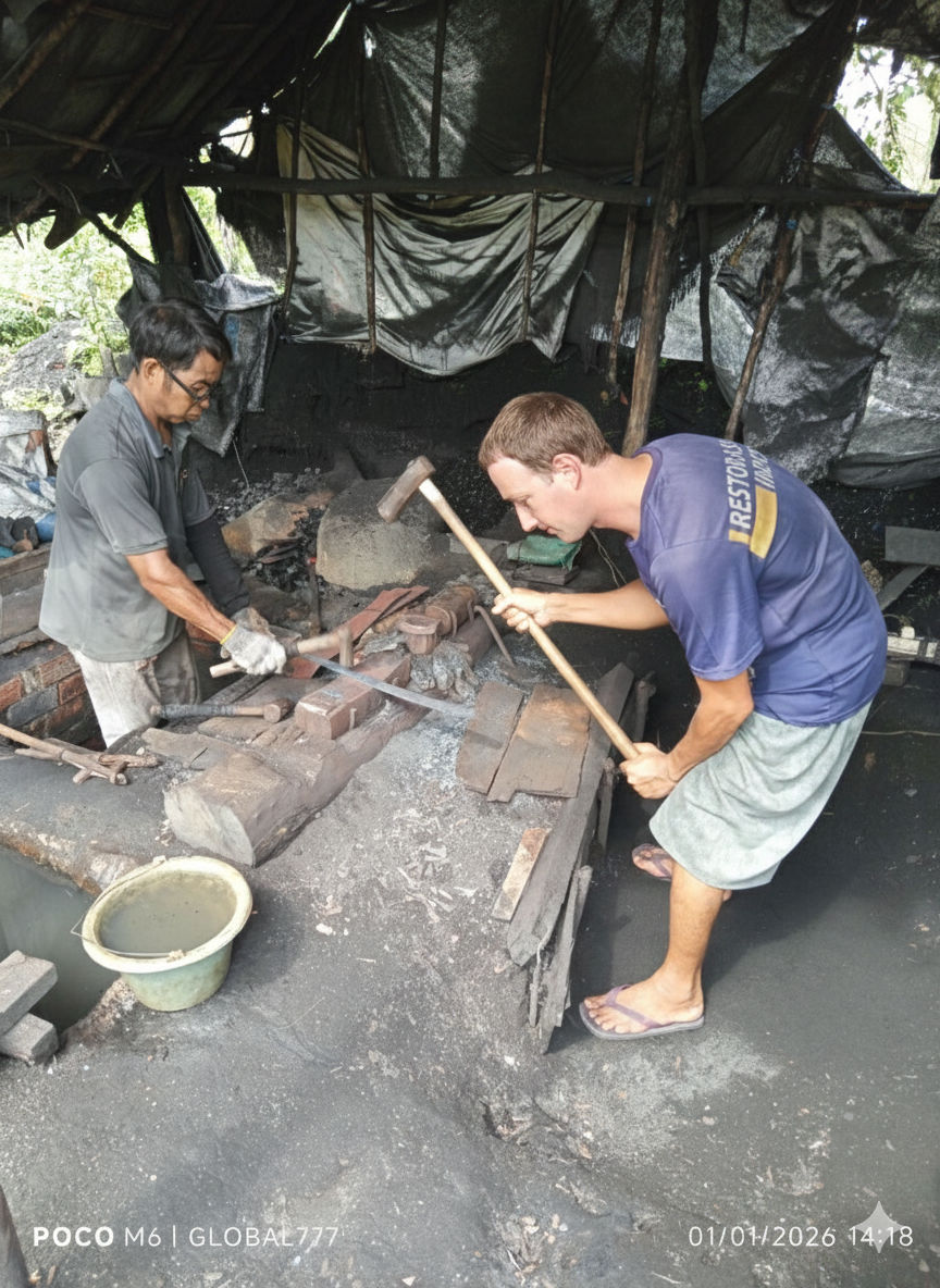 Stage of inscribing steel for cutting🗡️🇮🇩 #Craft #ironprocessing # ...