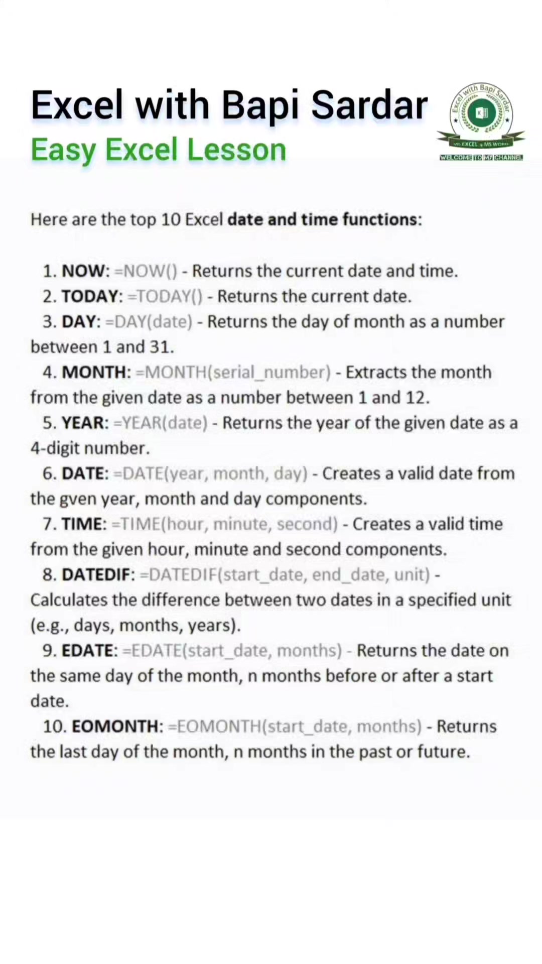 Master Date & Time Functions in Microsoft Excel ⏰📅 Easily calculate ...
