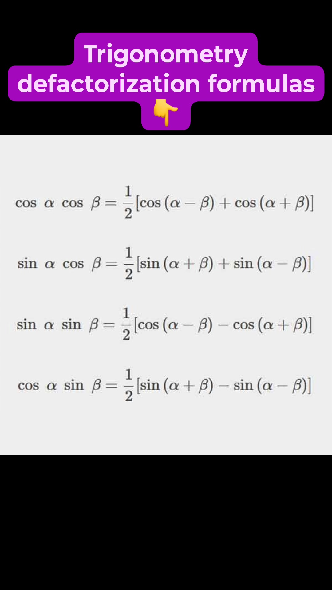 Trigonometry factorisation and defactorization formulas 👇 #mathseasy # ...
