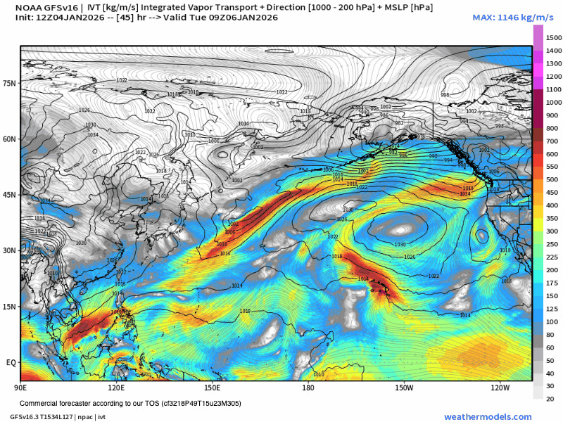 This FORECAST ANIMATION of the moistest air through the lowest 39,000 ...