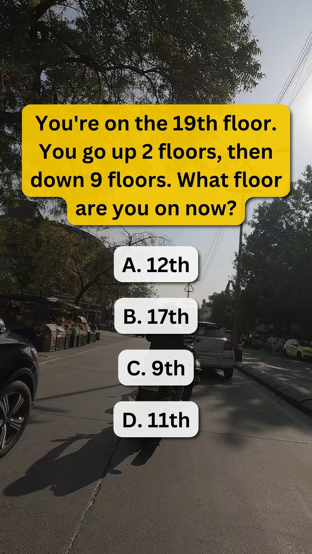 What floor are you on if you start at the 19th floor, go up 2 floors ...