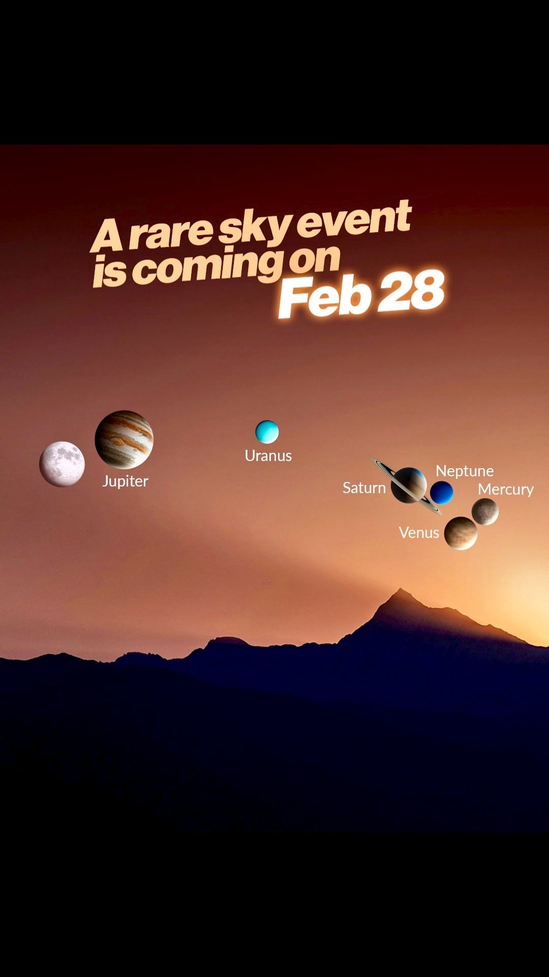 Six planets will align after sunset ⁠ ⁠ On February 28, 2026, a rare ...