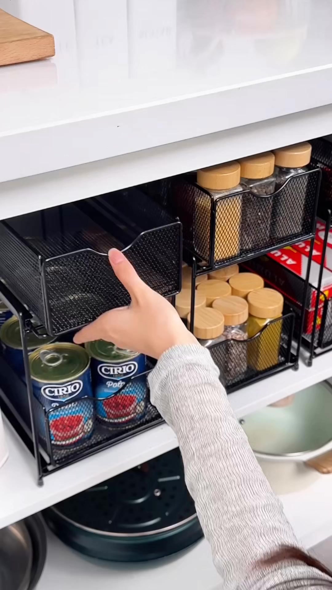 A sturdy two-tier organizer that glides smoothly — great for holding ...