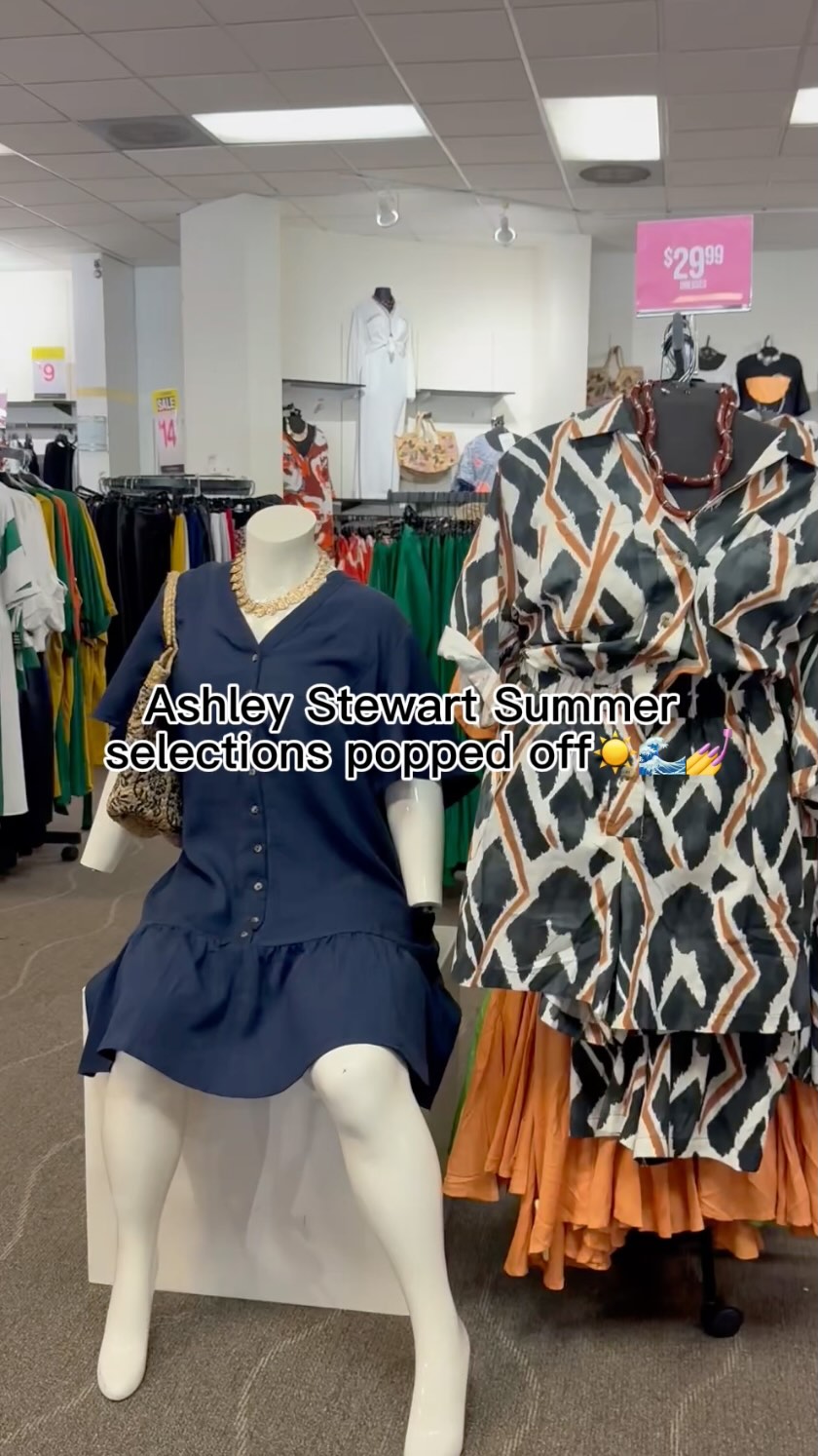 The summer drop? Popping off. ☀️🔥, From bold sets to flowy dresses and curve-hugging fits—Ashley Stewart has everything you need to show up and show out this season., Styles are moving fast, so don’t 