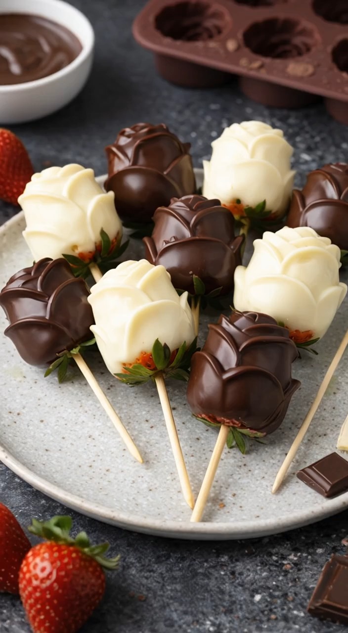 🌹 Chocolate Covered Strawberry Roses 🌹 Elegant, romantic, and ...