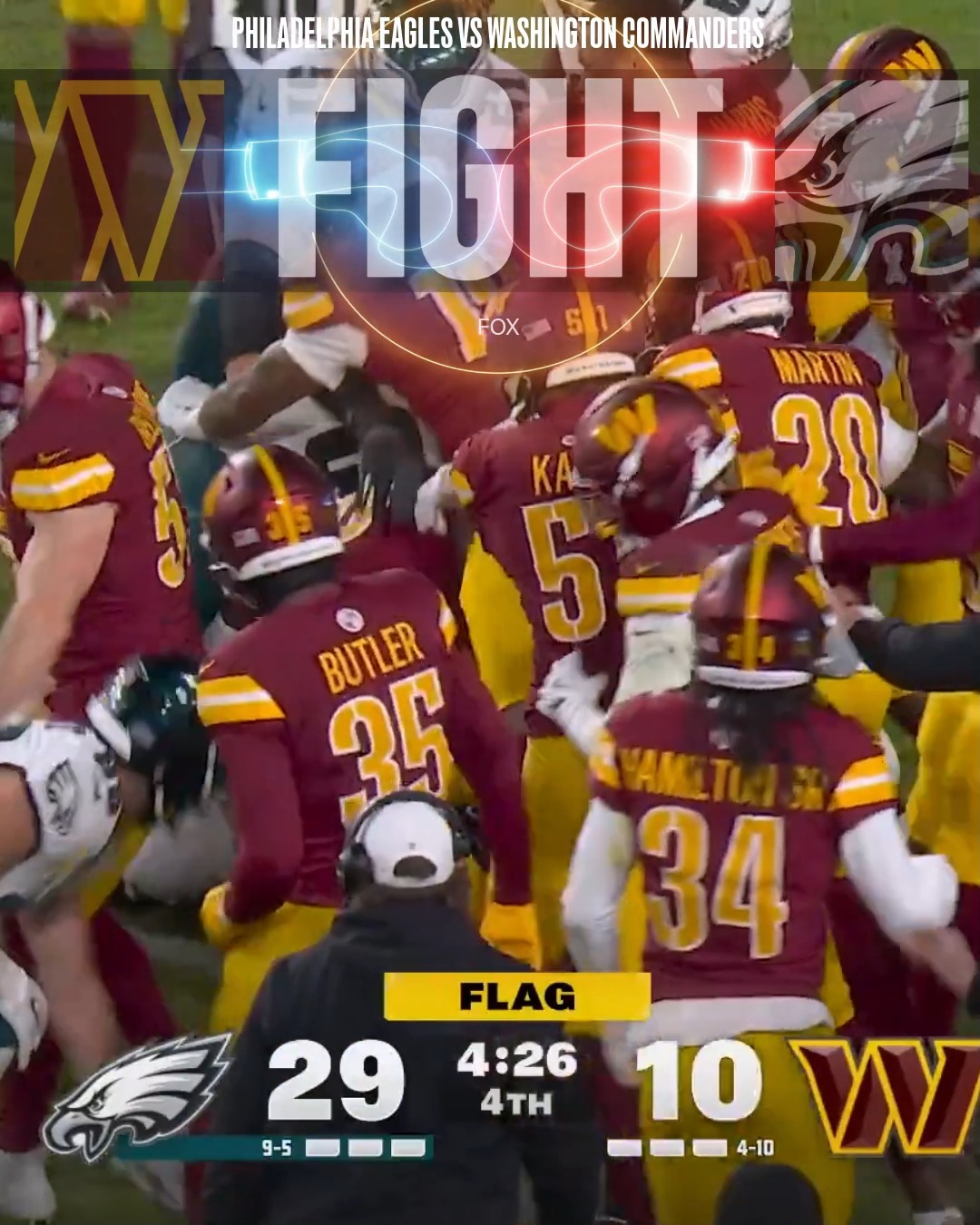 MASSIVE BRAWL IN EAGLES VS. COMMANDERS GAME NFL officials ejected 2 ...