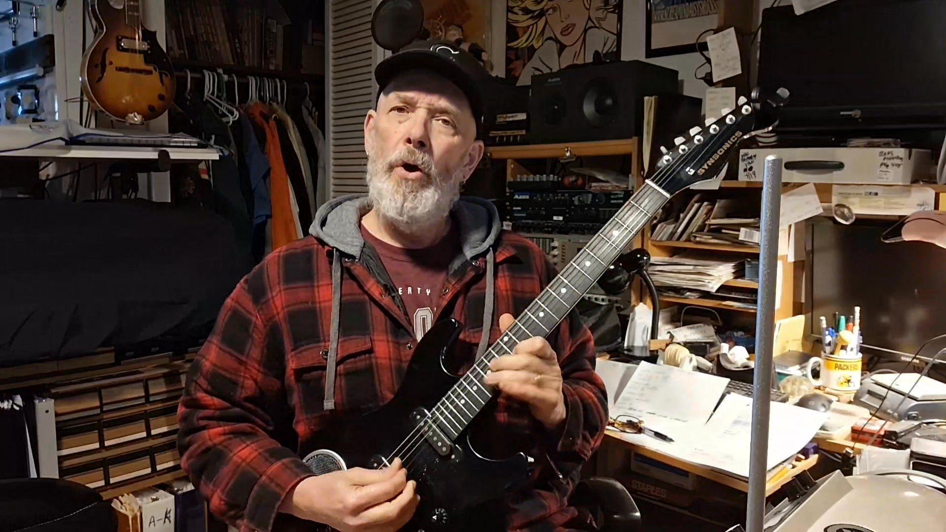 90's Synsonics Terminator guitar with built in amplifier. | Rhoads