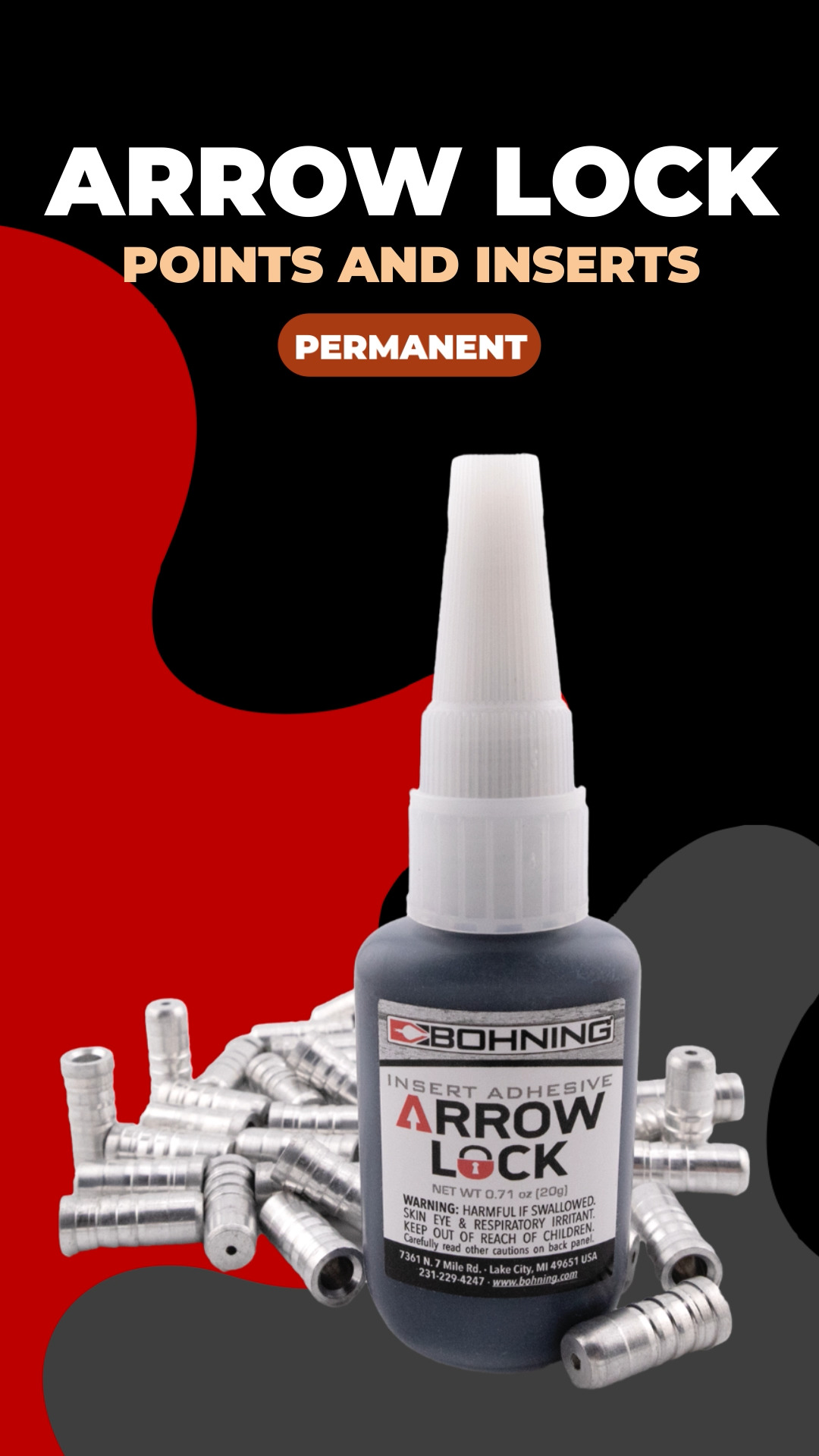 Arrow Lock is a rubberized instant adhesive for points and inserts ...
