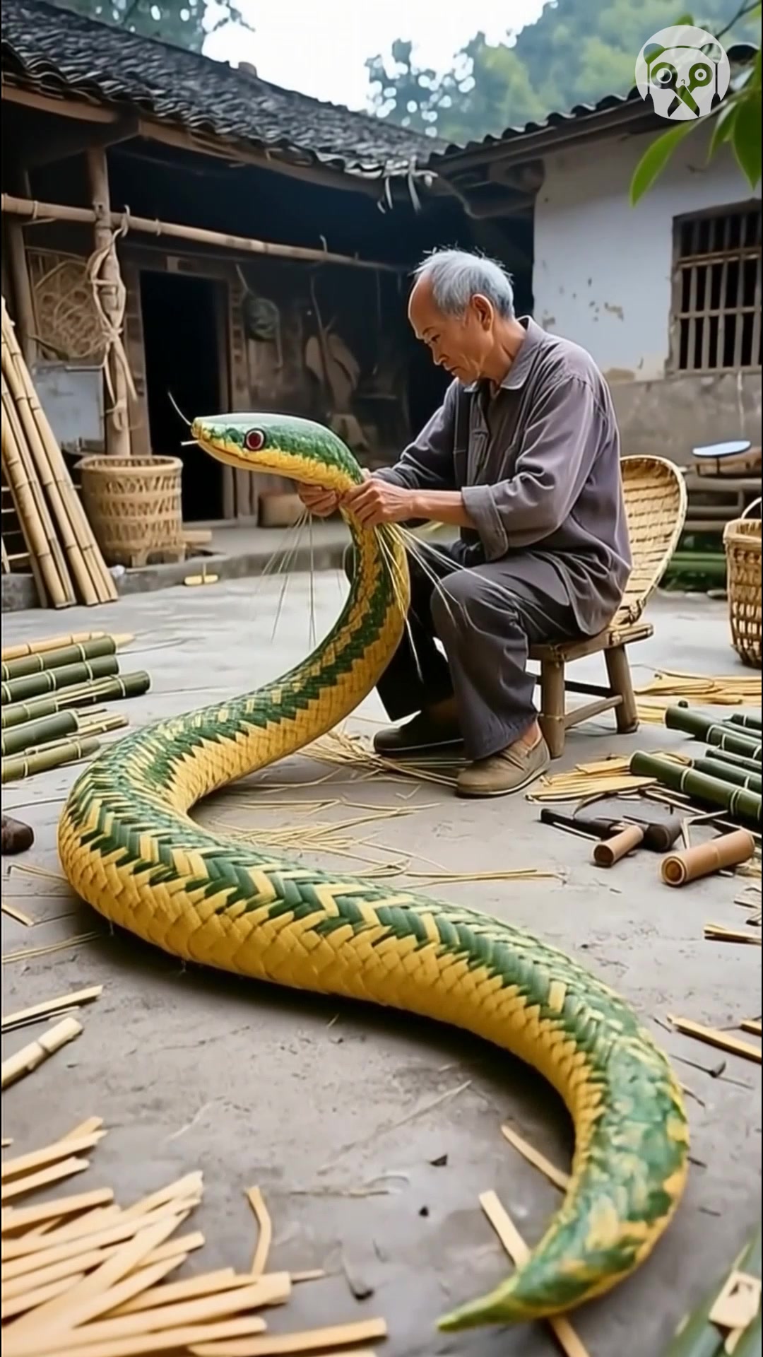 Weaving a straw snake thanks to AI | Crafty Panda | Facebook