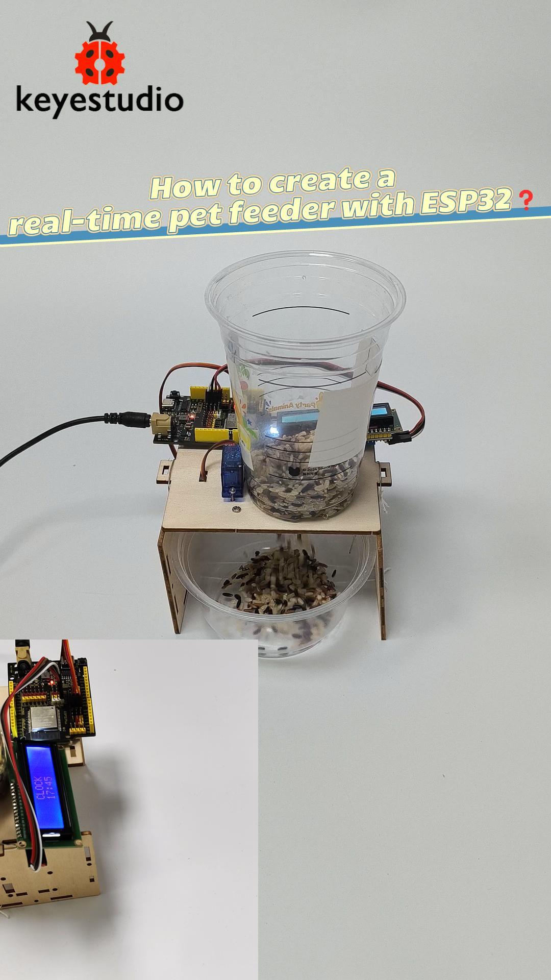 #keyestudio 🐞Using ESP32 for a Real-Time Automatic Pet Feeder 🐕🐈‍⬛# ...