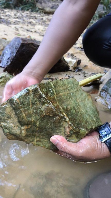 Wow amazing Found a green stone similar to jade in a wilderness ...